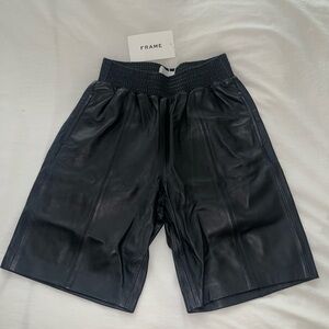 •SOLD• Frame Denim Black Leather Gym Long Shorts